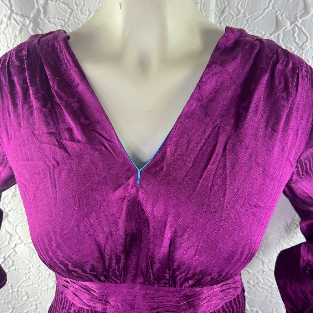 Sabina Musayev Ray Satin Jacquard Tiered Midi Dress Purple S - Picture 3 of 10